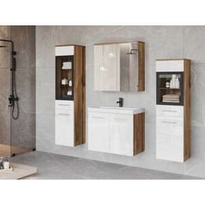 Fürdőszoba garnitúra Sarasota 140 (Fényes fehér + Wotan tölgy)