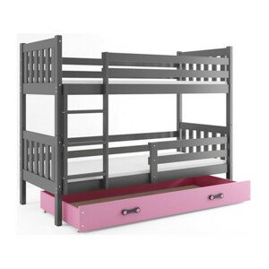 Gyermek emeletes ágy CARINO tárolóhellyel 80x160 cm - grafit Rózsaszín