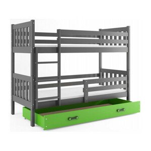 Gyermek emeletes ágy CARINO tárolóhellyel 80x160 cm - grafit Zöld
