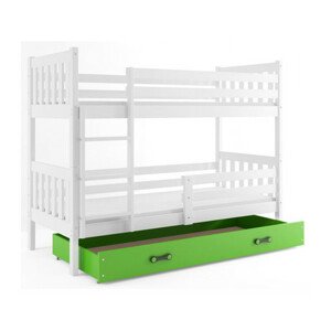 Gyermek emeletes ágy CARINO tárolóhellyel 80x160 cm - fehér Zöld