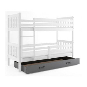 Gyermek emeletes ágy CARINO tárolóhellyel 80x160 cm - fehér Szürke