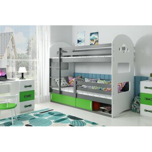 Gyerek emeletes ágy DOMINIK tárolóhellyel 80x190 cm - grafit Zöld