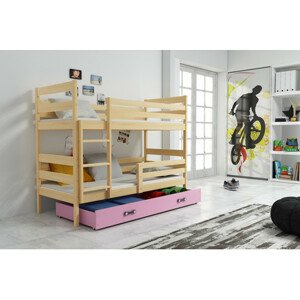 Gyerek emeletes ágy ERYK 160x80 cm Rózsaszín Fenyő