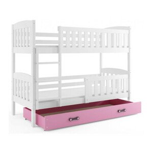 Gyerek emeletes ágy KUBUS tárolóhellyel 80x190 cm - fehér Rózsaszín