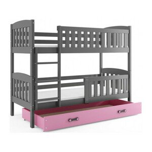 Gyerek emeletes ágy KUBUS tárolóhellyel 90x200 cm - grafit Rózsaszín