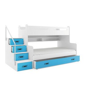 Gyermek emeletes ágy MAX III tárolóhellyel 80x200 cm - fehér Kék