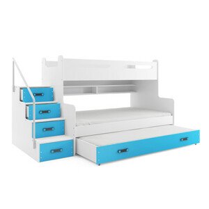 Gyermek emeletes ágy MAX III kihúzható ággyal 80x200 cm - fehér Kék