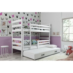 Gyerek emeletes ágy kihúzható ággyal ERYK 190x80 cm Fehér Fehér