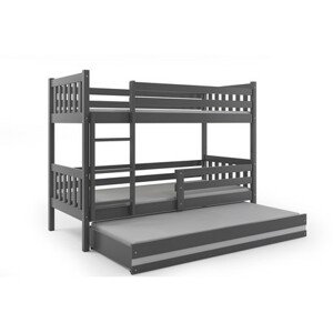 Gyermek emeletes ágy kihúzható ággyal CARINO 190x80 cm Szürke