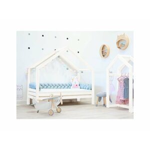 ELIS DESIGN Domináns prémium házikó ágy választható leesésgátlóval fehér ágy méret: 100 x 180 cm, fiók, lábak: lábak nélkül, Leesésgátlók: mindkettő